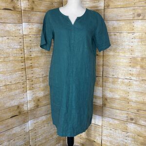 PURE JILL COASTLINE CASUAL LINEN GARMENT DYED SHIFT DRESS SIZE X-SMALL